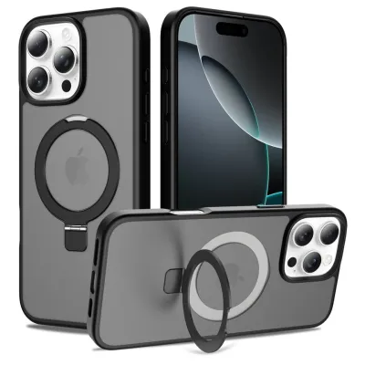 Funda magnética magsafe con anillo soporte mate para iphone 12 al 17 pro max