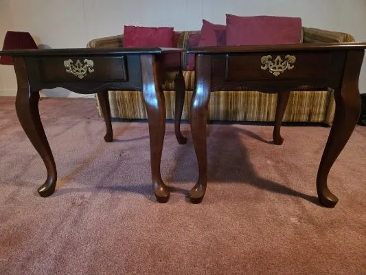 Juego de mesa de centro y dos mesas auxiliares vintage segunda mano