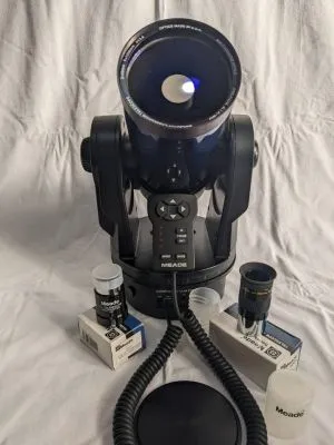 Meade etx-90ec telescopio usado probado con buscador ocular 26mm y barlow 2x - 2