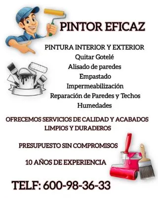 Pintor eficaz pintura interior y exterio 
