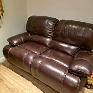 Sillones reclinables de cuero marrón oscuro de segunda mano
